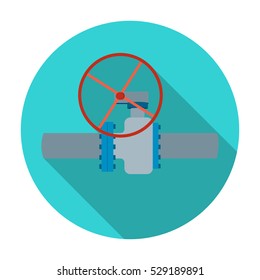 Oil pipe with valve icon in flat style isolated on white background. Oil industry symbol stock vector illustration.