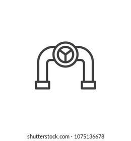 Oil pipeline outline icon. linear style sign for mobile concept and web design. Gas Pipeline valve line vector icon. Symbol, logo illustration. Pixel perfect vector graphics