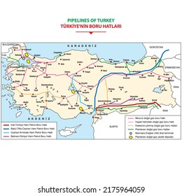 Oil pipelines in Turkey. Vector