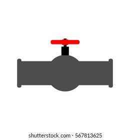 Oil piping and red valve. Water tap and tube. 