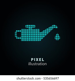 Oil - pixel icon. Vector Illustration. Design logo element. Isolated on black background. It is easy to change to any color.