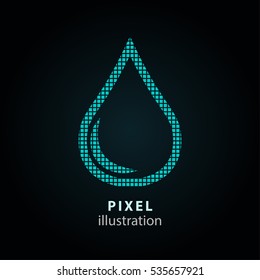 Oil - pixel icon. Vector Illustration. Design logo element. Isolated on black background. It is easy to change to any color.