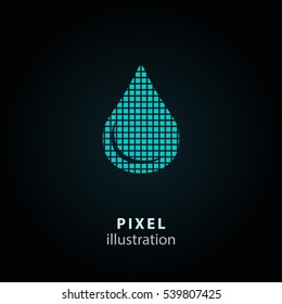 Oil - pixel icon. Vector Illustration. Design logo element. Isolated on black background. It is easy to change to any color.