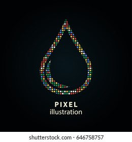 Oil - pixel icon. Vector Illustration. Design logo element. Isolated on black background. It is easy to change to any color.