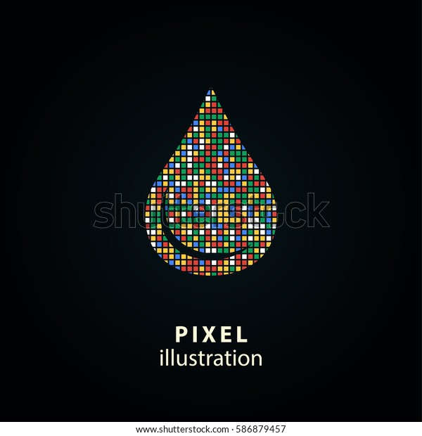Oil\
- pixel icon. Vector Illustration. Design logo element. Isolated on\
black background. It is easy to change to any\
color.