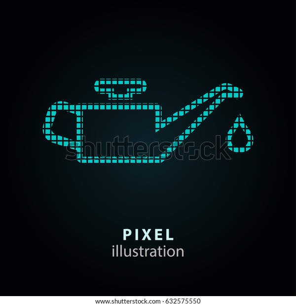 Oil
- pixel icon. Vector Illustration. Design logo element. Isolated on
black background. It is easy to change to any
color.