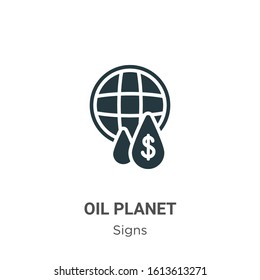 Oil planet glyph icon vector on white background. Flat vector oil planet icon symbol sign from modern signs collection for mobile concept and web apps design.