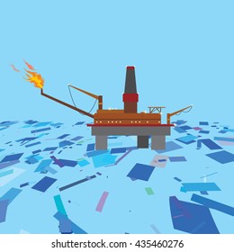 Oil platform in the Arctic. Vector illustration