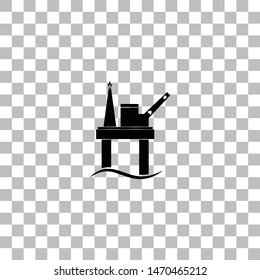 Oil platform. Black flat icon on a transparent background. Pictogram for your project