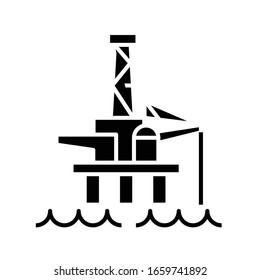 Oil platform black icon, concept illustration, vector flat symbol, glyph sign.