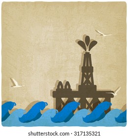 oil platform in blue sea. vector illustration - eps 10