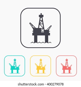 Oil platform color icon set 