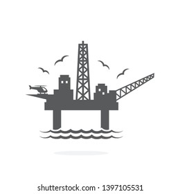 Oil Platform Flat Icon On White Background