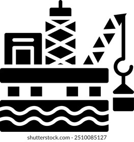 Oil Platform Glyph Vector Icon Design