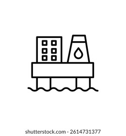 Oil platform icon black and white vector sign
