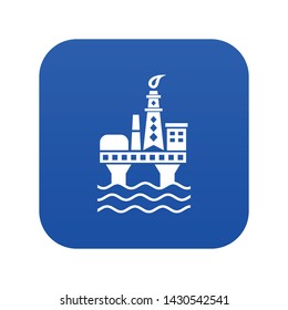 Oil platform icon blue vector isolated on white background