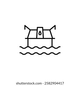 Oil platform icon Flat fill set collection