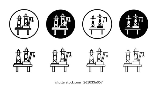 Oil platform icon Flat fill set collection