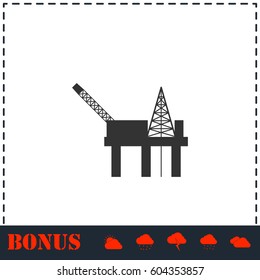 Oil platform icon flat. Simple vector symbol and bonus icon