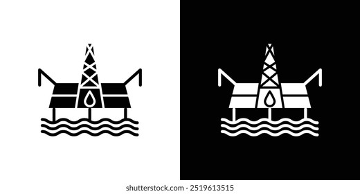 Ícone de plataforma de petróleo isolado logotipo linear