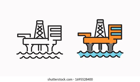 Oil platform icon. Linear vector symbol in a flat style.
