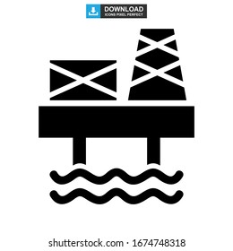oil platform icon or logo isolated sign symbol vector illustration - high quality black style vector icons