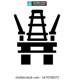 oil platform icon or logo isolated sign symbol vector illustration - high quality black style vector icons
