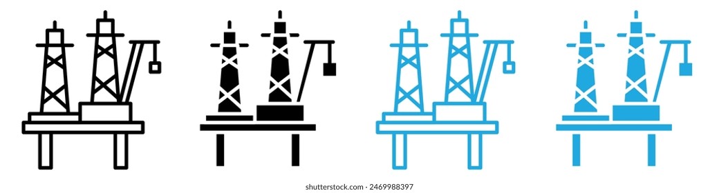 Oil platform icon logo set vector