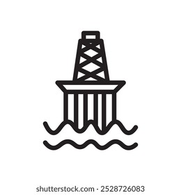 Vector de contorno del icono de la plataforma petrolera para el Web ui