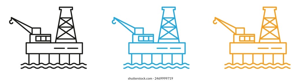 Oil platform icon representing energy production, industrial operations, and fuel extraction, perfect for business designs