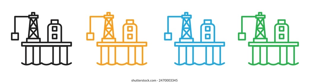 Icono de la plataforma petrolera que representa la extracción de combustible y la producción de energía, ideal para aplicaciones industriales y empresariales