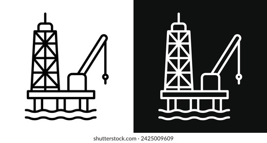 Oil Platform Icon Set. Vector Illustration