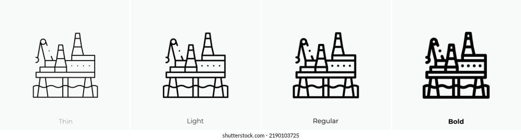 oil platform icon. Thin, Light Regular And Bold style design isolated on white background