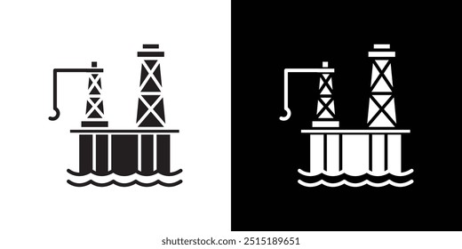 Oil platform icon Thin line flat illustration