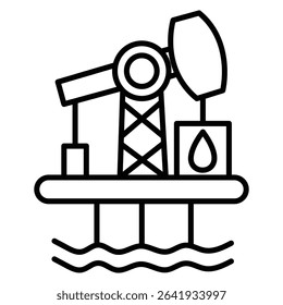 Oil platform icon Thin line vector design