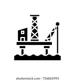 oil platform icon, vector illustration, black sign on isolated background