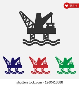 Oil platform icon vector.Offshore oil drilling platform sign.