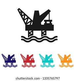 Oil platform icon vector.Offshore oil drilling platform sign.