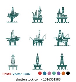 Oil platform iconfuel production logo, illustration, vector sign symbol for design