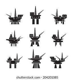 Oil Platform Icons Set