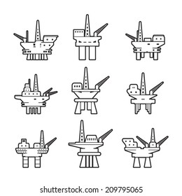 Oil platform icons set