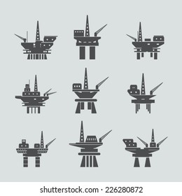 Oil platform icons set