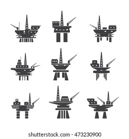 Oil platform icons set. Vector illustration.