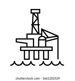 Oil platform line icon, concept sign, outline vector illustration, linear symbol.