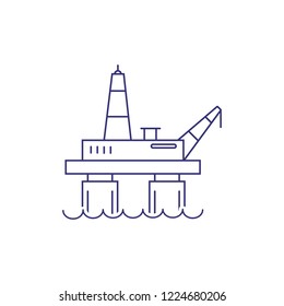 Oil platform line icon. Drilling rig, gas platform, offshore oil and gas industry. Factory concept. Vector illustration can be used for topics like industry, energy, fuel