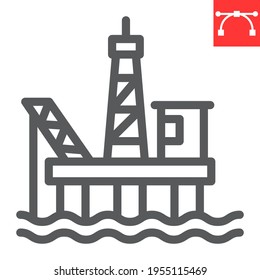 Oil platform line icon, gas rig and industry, oil platform vector icon, vector graphics, editable stroke outline sign, eps 10