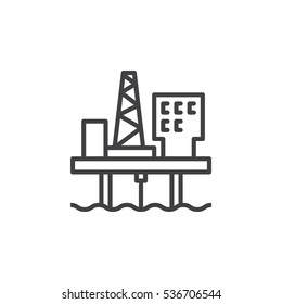 Oil platform line icon, outline vector sign, linear pictogram isolated on white. Symbol, logo illustration