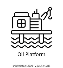 Oil Platform Outline Icon Design illustration. Smart Industries Symbol on White background EPS 10 File