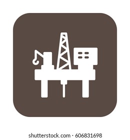 Oil platform rig flat icon, filled vector sign, colorful pictogram on rounded square button isolated on white. Symbol, logo illustration. Flat design, pixel perfect