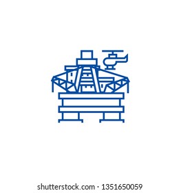 Oil platform, rig line icon concept. Oil platform, rig flat  vector symbol, sign, outline illustration.